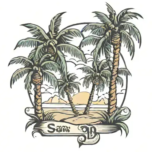 San diego beach palm trees tattoo design idea