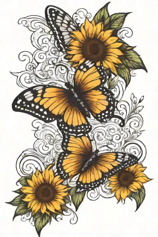 memorial tattoo for my brother with his fingerprints butterfly and sunflower  tattoo design idea