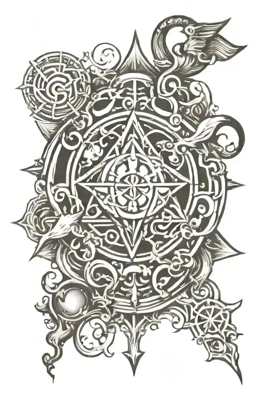god symbol in alchemy tattoo design idea
