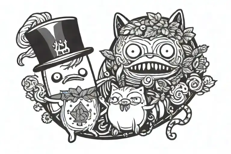 peppermint butler and Gunter adventure time smoking weed tattoo design idea