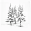 4 pine tree silouhettes overlapping with intertwined roots  tattoo design idea
