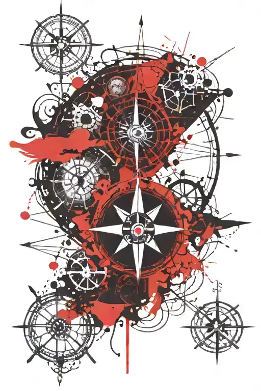 ocean, compass seafaring electronics engineer symbol tattoo design idea