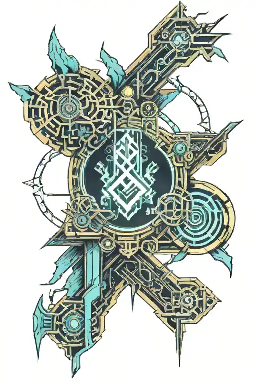 zeus lightning and ocean and seafaring tattoo design idea