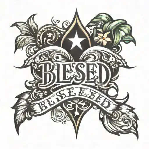 blessed written tattoo design idea