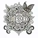 blessed written tattoo design idea