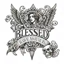 blessed written tattoo design idea