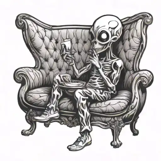 Pal the alien sitin couch smokeing a blunt tattoo design idea