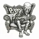 Pal the alien sitin couch smokeing a blunt tattoo design idea