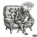 Pal the alien sitin couch smokeing a blunt tattoo design idea