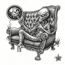 Pal the alien sitin couch smokeing a blunt tattoo design idea