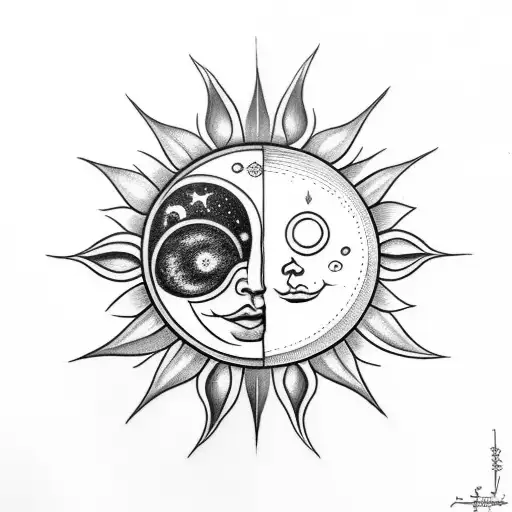 Sun and Moon tattoo design idea