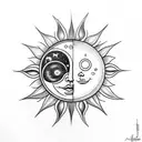 Sun and Moon tattoo design idea