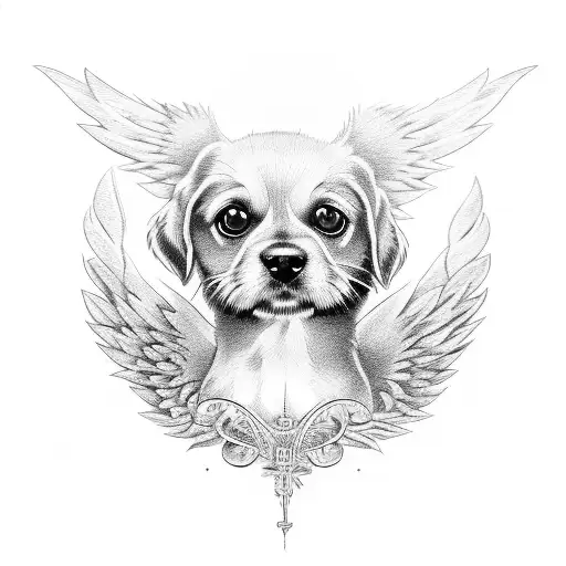 christian angel dog tattoo design idea