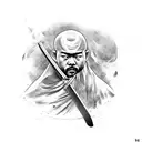 shaolin with bloody sword tattoo design idea