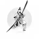 shaolin with bloody sword tattoo design idea