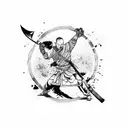 shaolin with bloody sword tattoo design idea