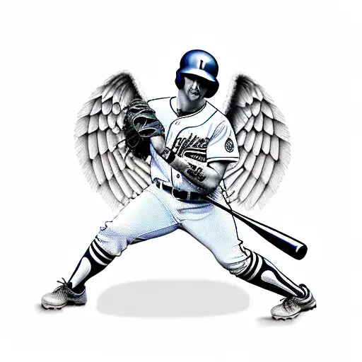 Traditional Baseball Pitcher Brother Angel Horse Tattoo Idea -  BlackInk AI