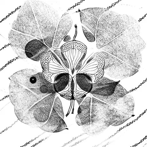 black five leaf clover tattoo design idea