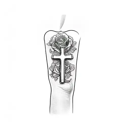 a cross and roses tattoo design idea