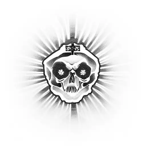 Japanese-inspired with a Jesus Cross surrounded by roses and a skull in between the cross tattoo design idea