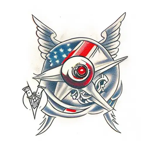 cartoon Bomb with wings and blood on the bomb tattoo design idea