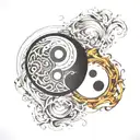 melting yin yang symbol tattoo design idea