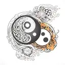 melting yin yang symbol tattoo design idea