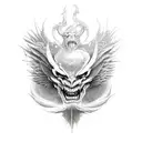 six winged devil tattoo design idea