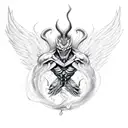 six winged devil tattoo design idea