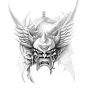 six winged devil tattoo design idea