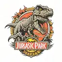 Jurassic Park logo incorporated within tattoo design idea