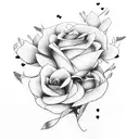 simple flower bouquet with birth month flowers for January, November, October and July with a heart  tattoo design idea