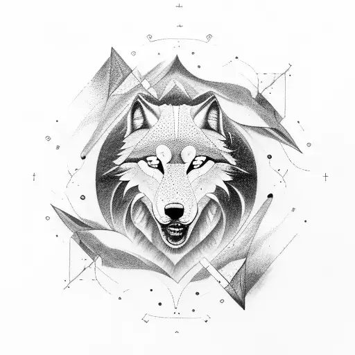 Yin and Yang with wolf  tattoo design idea