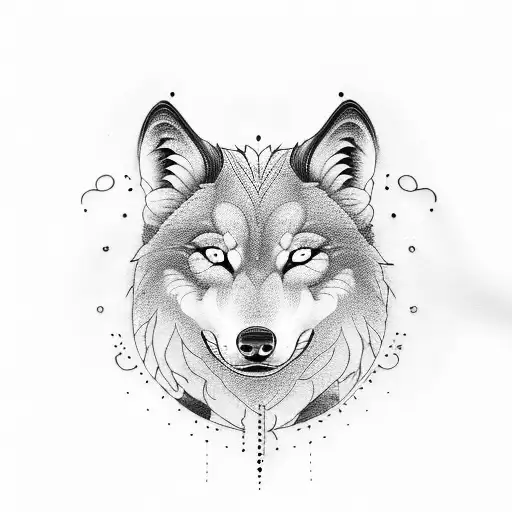 Yin and Yang with wolf  tattoo design idea