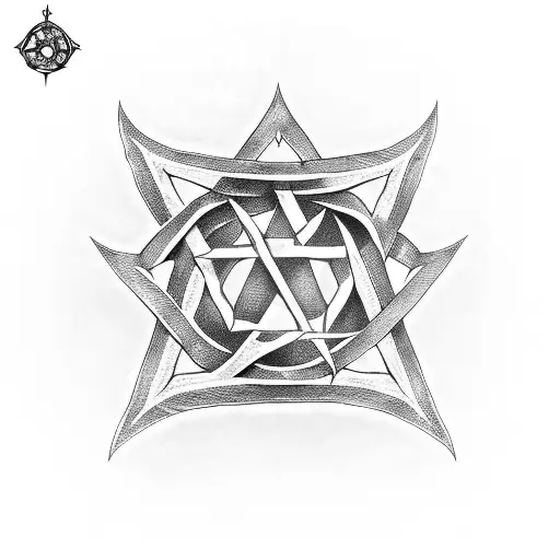 two iron swords across the Star of David in pixelated form tattoo design idea