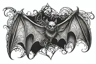bat wing spread and attached near the bottom tattoo design idea