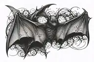 bat wing spread and attached near the bottom tattoo design idea