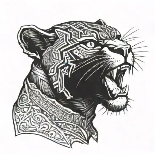 black panther face profile holding tattoo design idea
