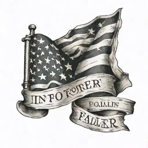 An image of a folded flag with the words "in honor of the fallen" or "forever in my heart" written underneath tattoo design idea