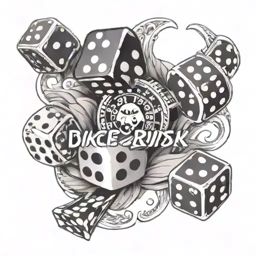 take the risk 2 beat the odds with dice, 8 ball and poker chips  tattoo design idea