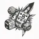 take the risk 2 beat the odds with dice, 8 ball and poker chips  tattoo design idea