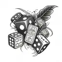 take the risk 2 beat the odds with dice, 8 ball and poker chips  tattoo design idea