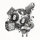 take the risk 2 beat the odds with dice, 8 ball and poker chips  tattoo design idea