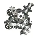 take the risk 2 beat the odds with dice, 8 ball and poker chips  tattoo design idea