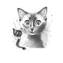 Siamese cat holding a kitten tattoo design idea