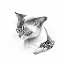 Siamese cat holding a kitten tattoo design idea