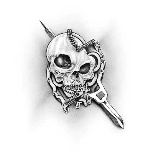 zipper with reaper coming thru tattoo design idea