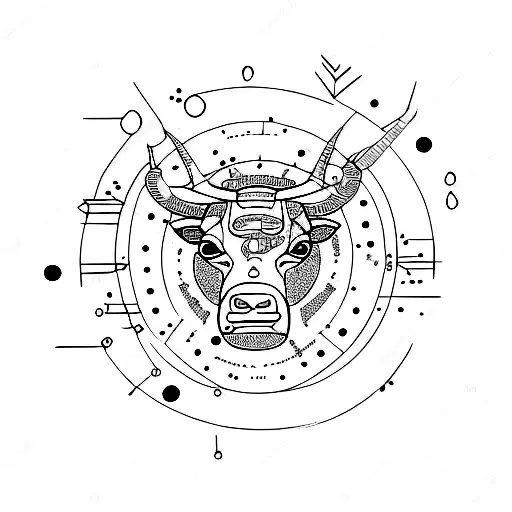 Sketch of a Taurus constellation surrounded by coffee beans tattoo design idea
