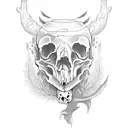 Bear Skull Asian Forest tattoo design idea