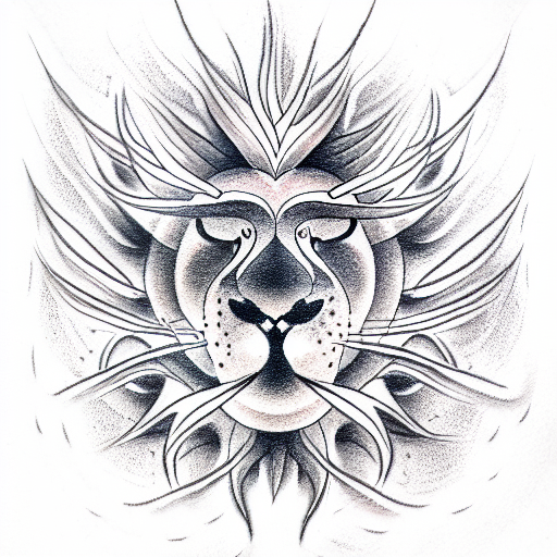 sun Lion tattoo design idea